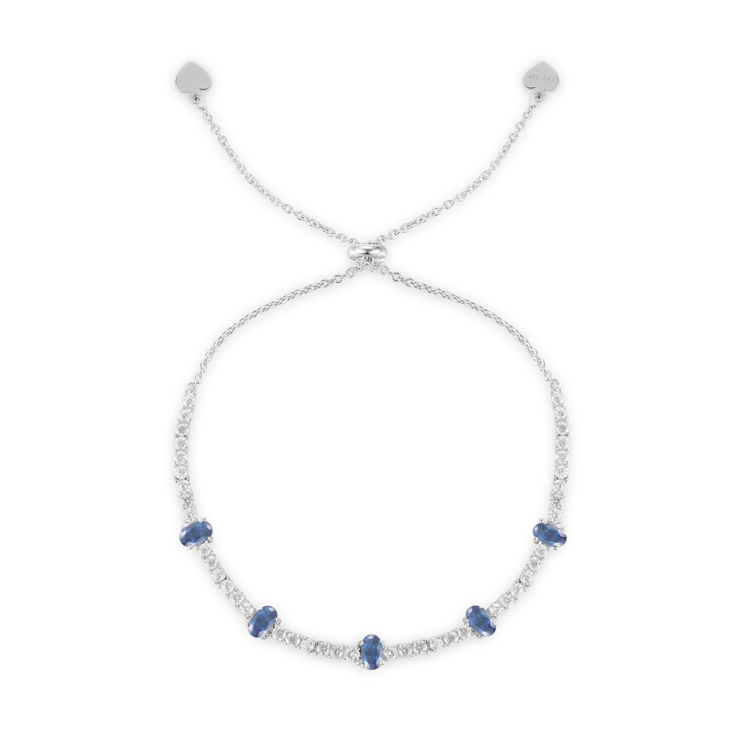 Genuine Sapphire Bracelet with Natural White Zircon