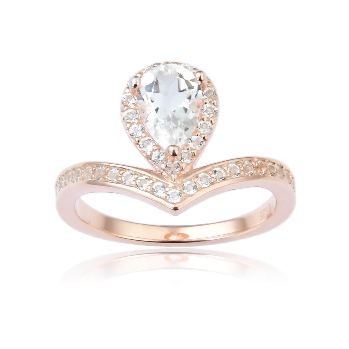 Regal Pear Shaped All Natural White Topaz Ring