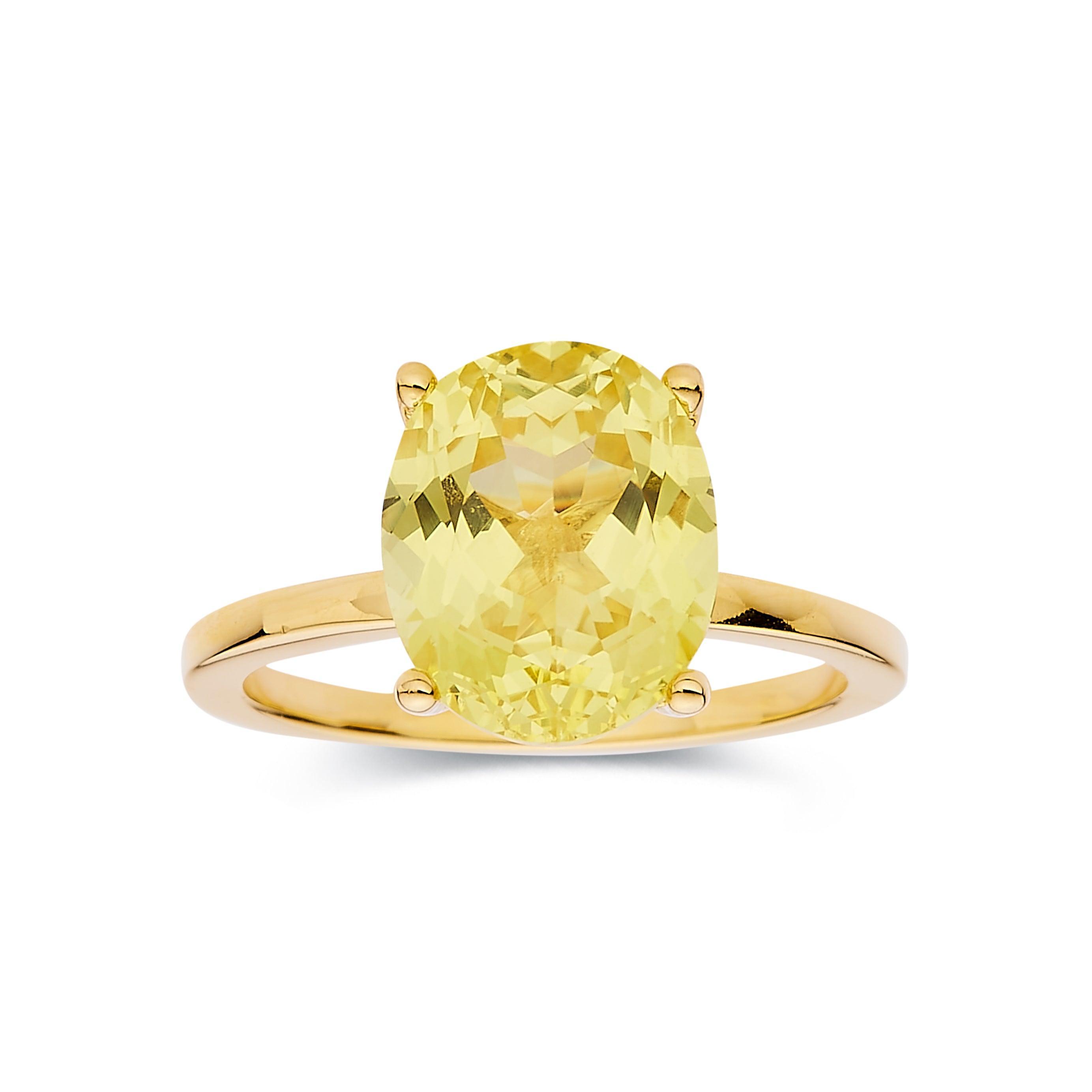Canary Yellow Sapphire Ring Yellow Diamond Oval Solitaire Engagement Ring - FineColorJewels