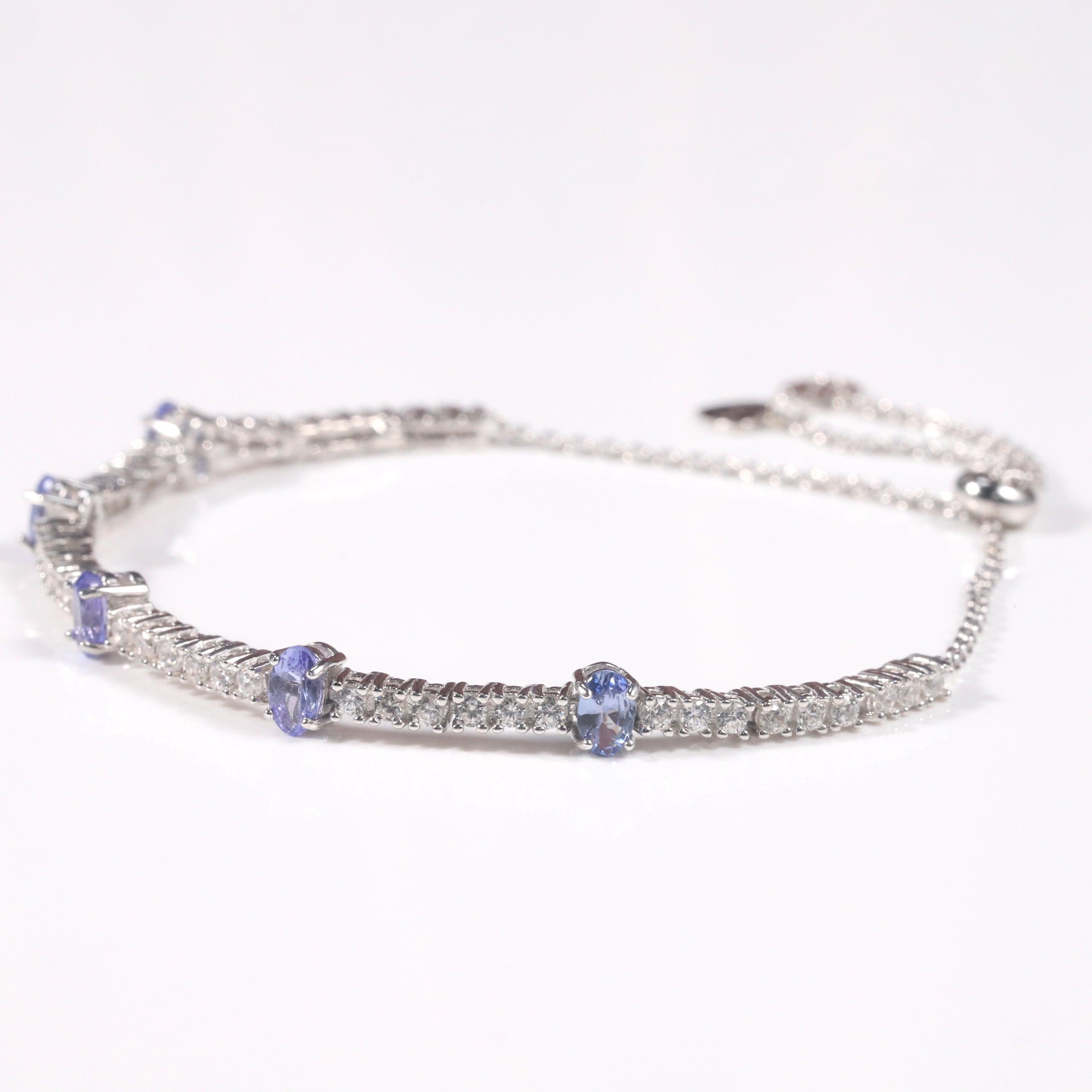 tennis bracelet tanzanite bracelet bracelet for women natural tanzanite sterling silver tanzanite jewelry dainty bracelet unique jewelry gift adjustable bracelet handmade tanzanite gem stone bracelet blue stone bracelet Beaded Bracelets - FineColorJewels