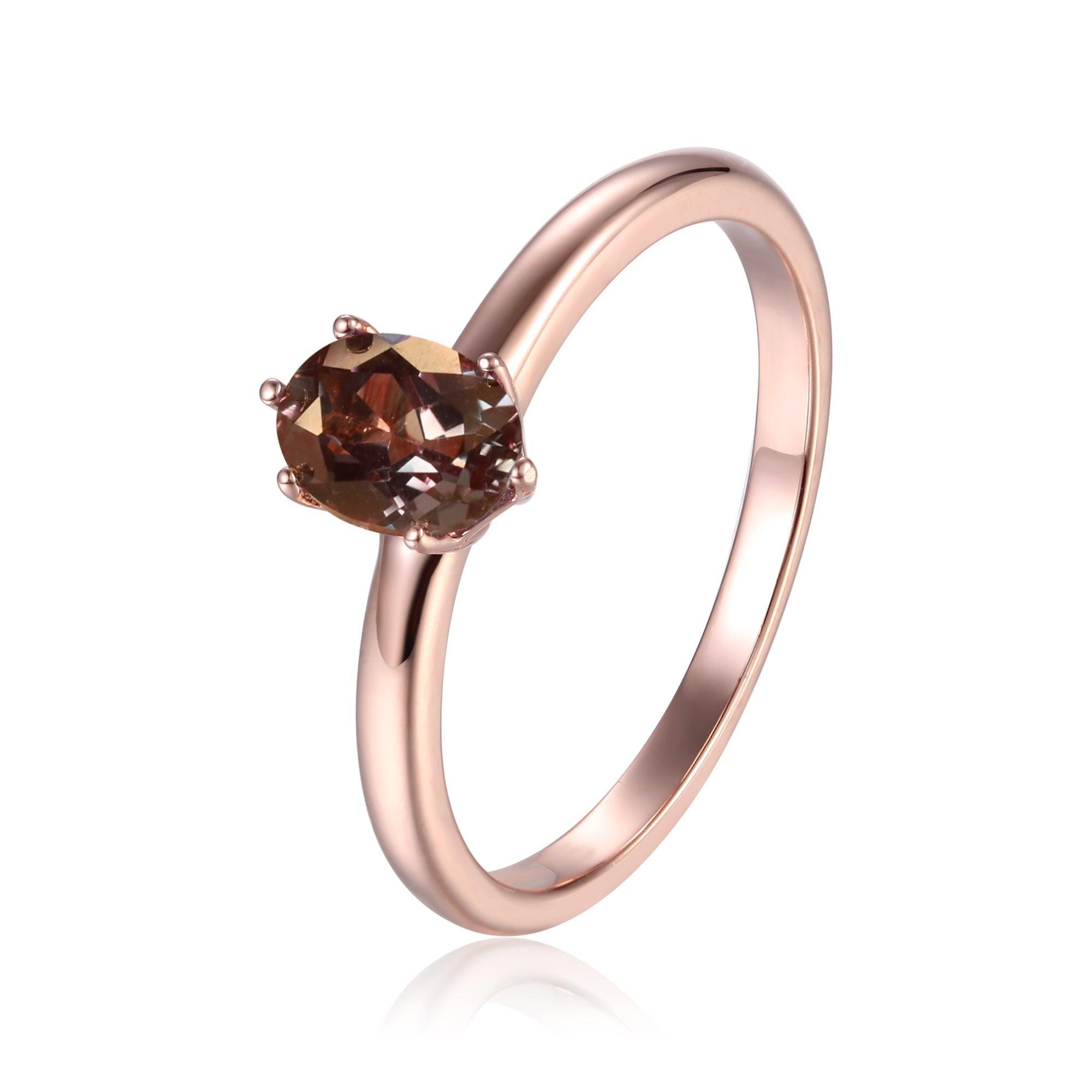 Alexandrite Solitaire Engagement Ring 1kt in Rose Gold Plated Sterling Silver