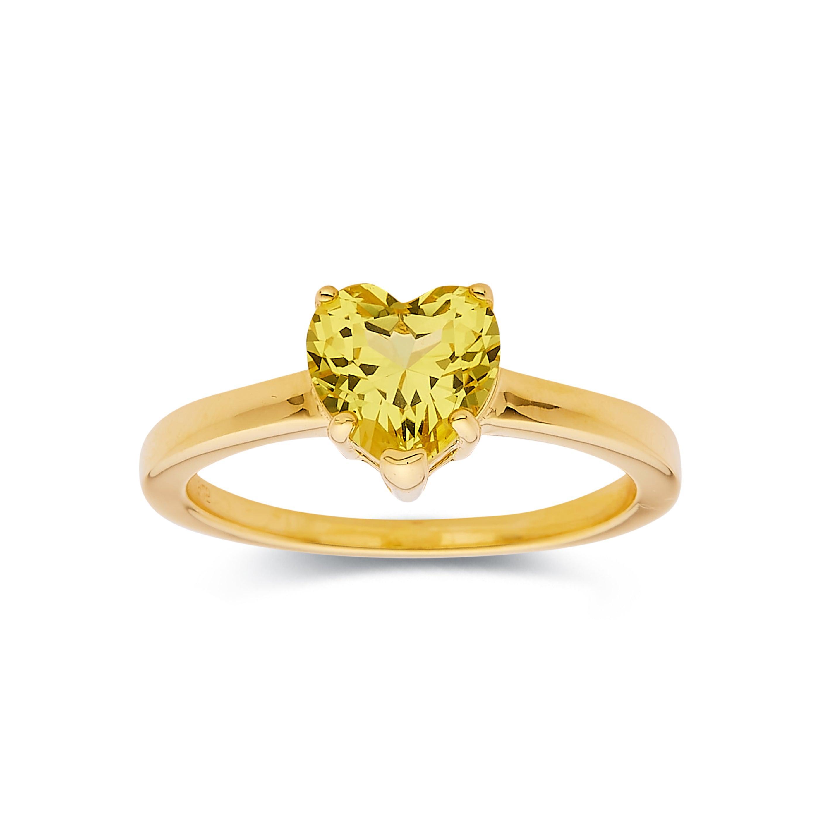 Canary Yellow Sapphire Ring Yellow Diamond Heart Ring - FineColorJewels