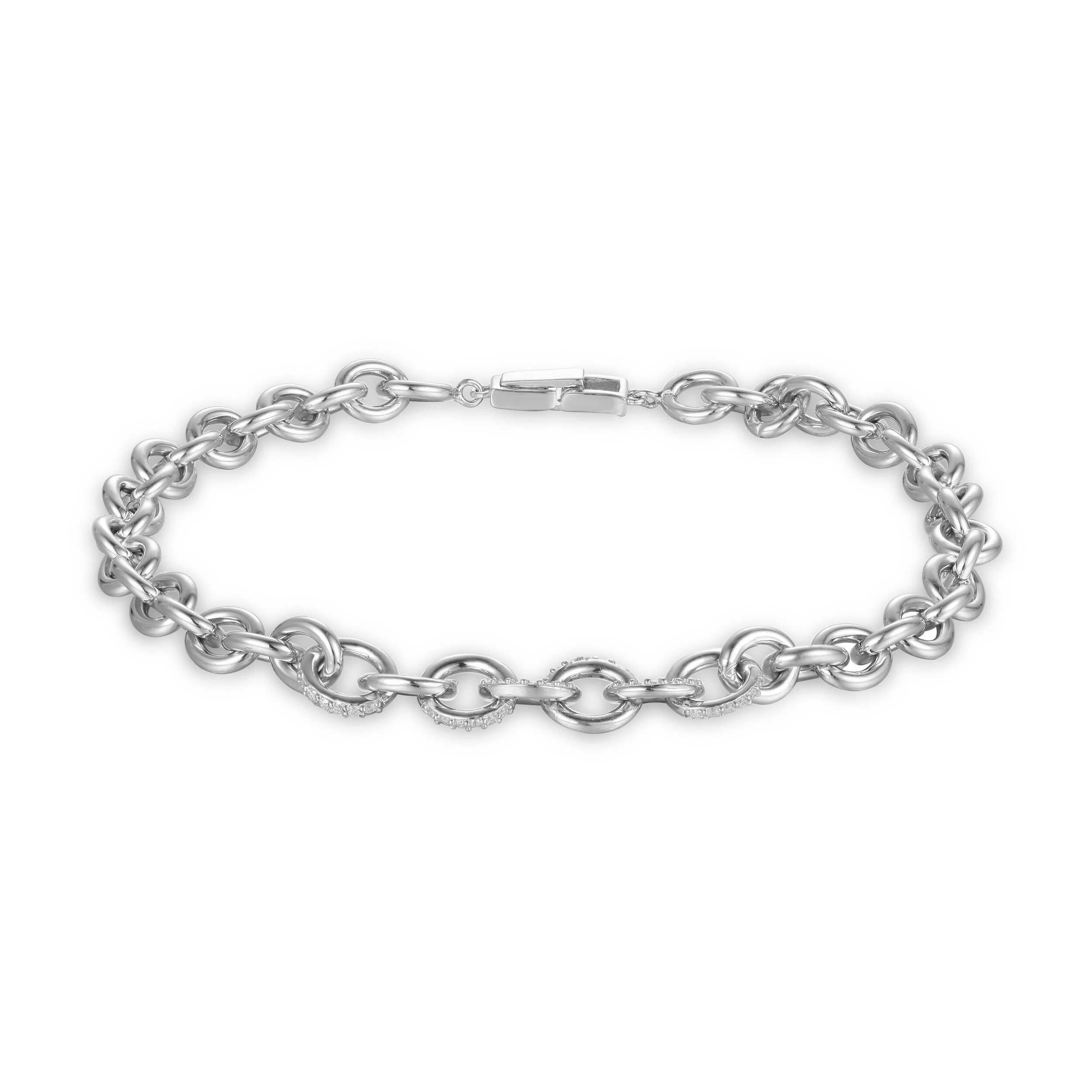 Sterling Silver Moissanite Chain Bracelet Chain Teen Bracelet Moissanite Silver Chain Bracelet - FineColorJewels