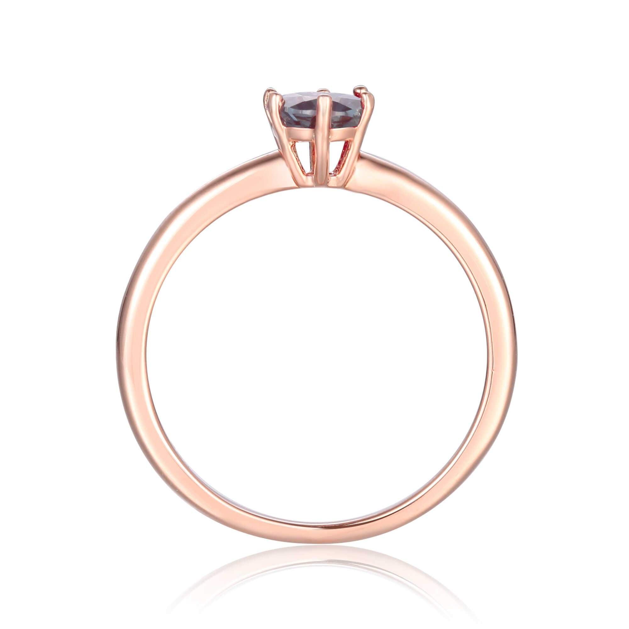 Rose Gold Plated Oval Shaped Created Alexandrite Solitaire Ring