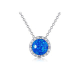 Lab Grown Blue Opal Necklace Blue Opal Pendant- FineColorJewels