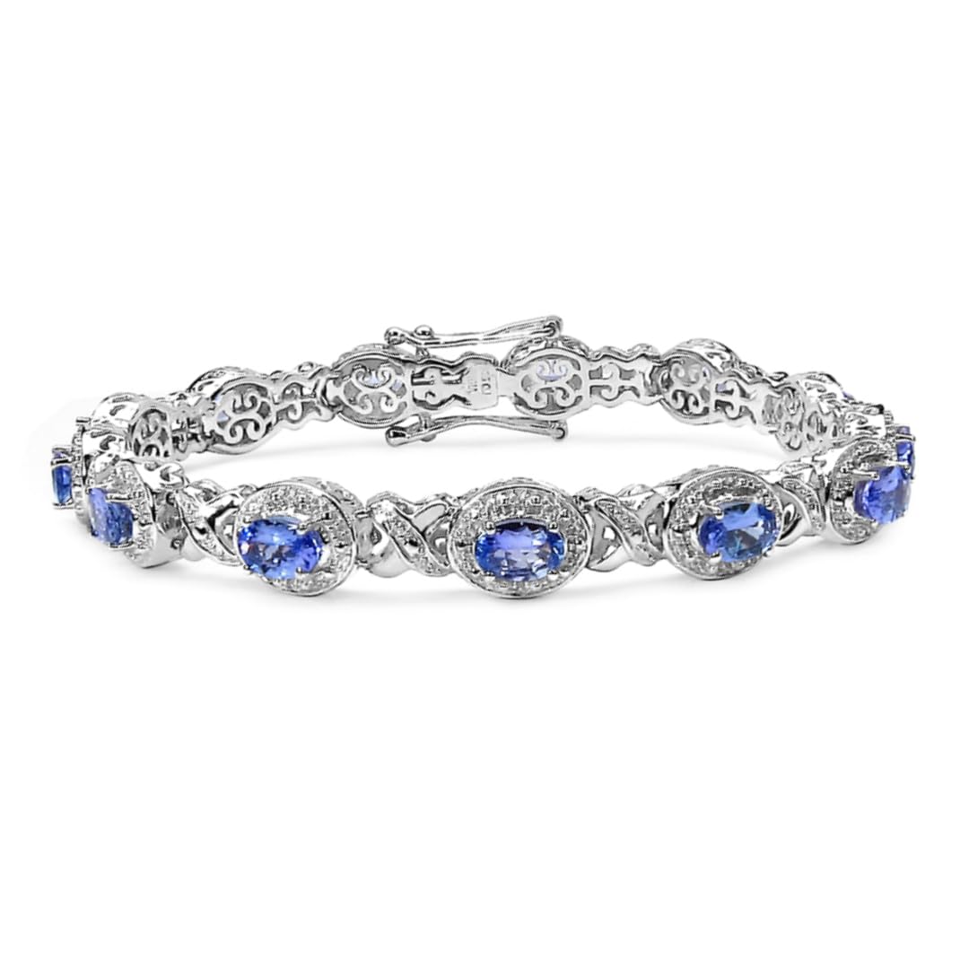Natural Tanzanite Tennis Silver Bracelet Fine Color Jewels