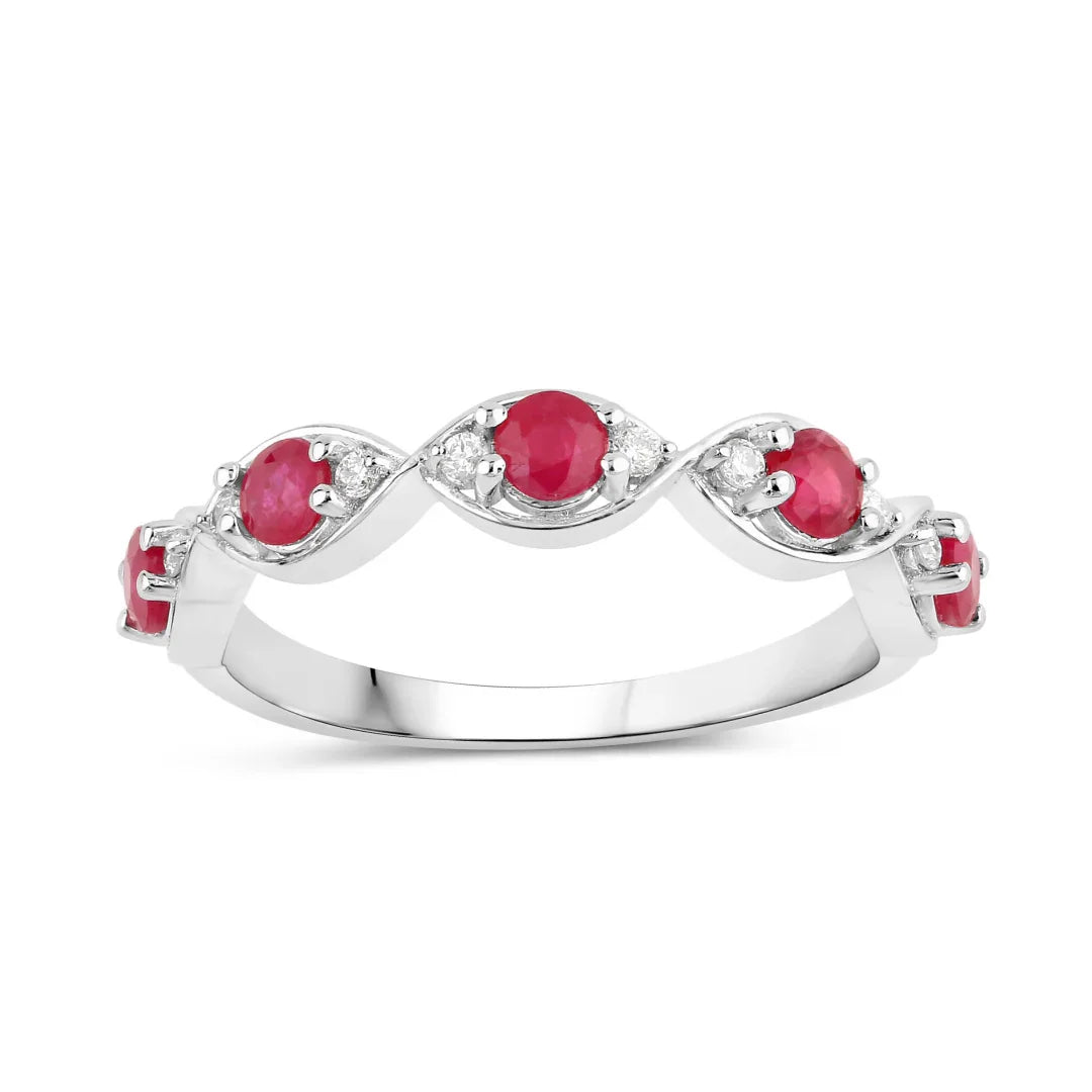Natural Ruby and Lab Diamond Infinity Band Ring