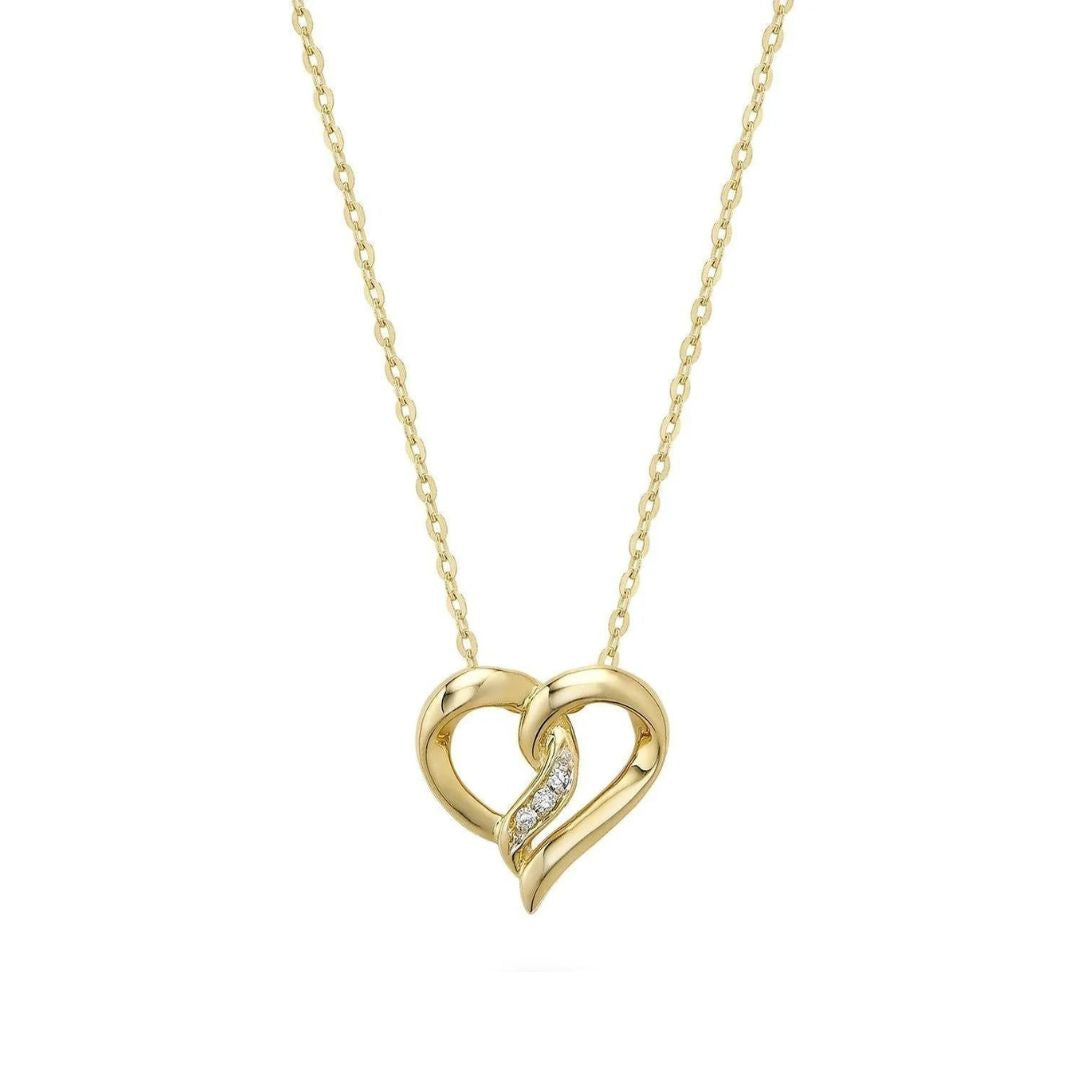 10k Gold Fancy Heart Diamond Necklace