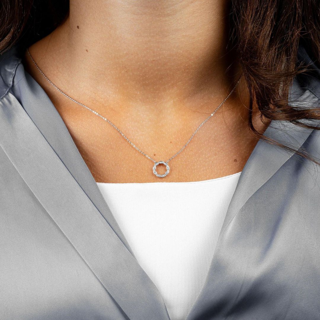 10k Gold Marquise Circle of Life Diamond Necklace