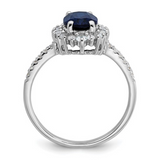 Lab Created Blue Sapphire and CZ Oval Halo Ring