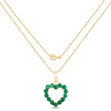 10K Yellow Gold Zambian Emerald Heart Necklace