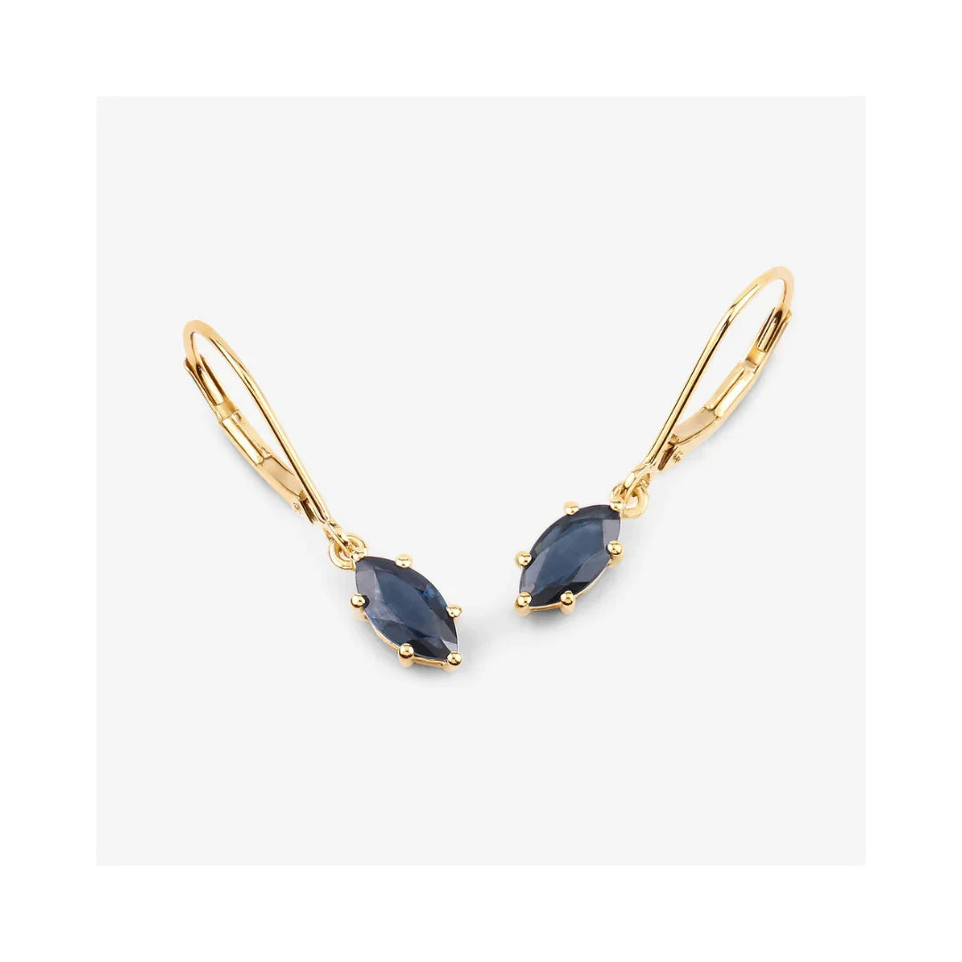 Genuine Blue Sapphire 10K Dangle Earrings