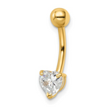 Heart Shaped 14k yellow gold belly ring