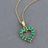 10K Yellow Gold Zambian Emerald Heart Necklace