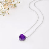 Natural Amethyst Heart Pendant Necklace - FineColorJewels