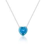 Natural Blue Topaz Heart Pendant Necklace - FineColorJewels