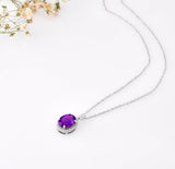 Purple Amethyst Pendant Necklace - FineColorJewels