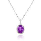 Purple Amethyst Pendant Necklace - FineColorJewels