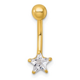 10k Gold  CZ Star Navel Ring