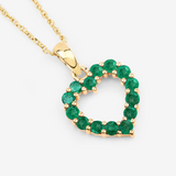 10K Yellow Gold Zambian Emerald Heart Necklace