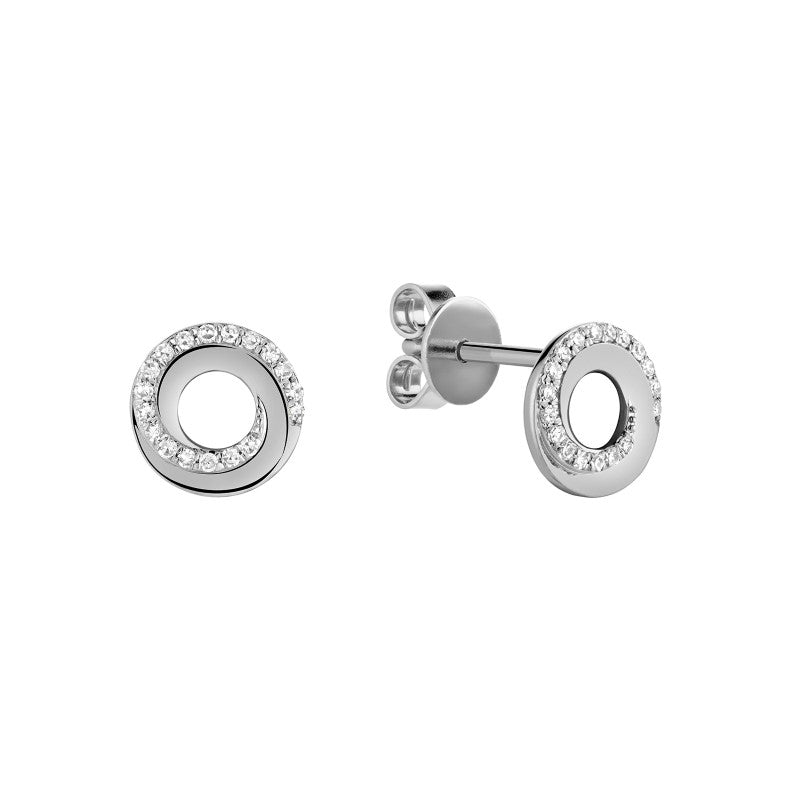 10k Gold Natural Diamond Circle Stud Earrings