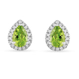 Natural Peridot Pear Shaped Halo Studs Earrings Fine Color Jewels ANNIVERSARY GIFT FOR HER, dla-dm-discount-all-154898, HALO EARRING, NATURAL PERIDOT RING, PEAR SHAPED PERIDOT, PERIDOT JEWELRY FOR HER, TEARDROP STUD EARRING