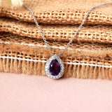 Natural Amethyst Teardrop Pendant Necklace FineColorJewels Amethyst Jewelry, Amethyst Promise Pendant, dla-dm-discount-all-154898, Engagement Pendant, February Birthstone, Purple Amethyst Pendant, Purple Gemstone Pendant, Teardrop Halo Pendant