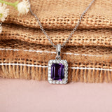 Natural Amethyst Octagon Pendant Necklace Fine Color Jewels amethyst halo pendant, amethyst pendant, Birthday gift for her, Bridesmaid Gift for Her, dla-dm-discount-all-154898, Elegant Gift for Her February Birthstone, everyday gift for her, February Birthstone, gemstone pendant, gift for her, Healing stone, Jewelry Gift for her, pendant necklace., purple pendant, real amethyst pendant, silver pendant, Wedding Gift For Her