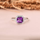 Natural Amethyst Cushion Halo Ring FineColorJewels amethyst halo ring, amethyst promise ring, best gift for girls, best gift for women, Christmas gift, dla-dm-discount-all-154898, February Birthstone, gift for her, Gift for Mom, gift for women, gift from daughter, halo ring, New Year gift, purple gemstone ring, Silver Halo Ring, Valentine's Day gift