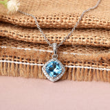 Natural Blue Topaz Cushion Pendant Necklace FineColorJewels 925 Sterling Silver, best gift for girls, best gift for women, Blue Gemstone Necklace, Blue Topaz Jewelry, Blue Topaz Pendant, Dainty Topaz Necklace, December Birthstone, December Birthstone Necklace, dla-dm-discount-all-154898, gift for her, gift from daughter, Necklace, Valentine's Day gift