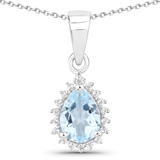 Sterling Silver Blue Topaz Necklace and Earring Set