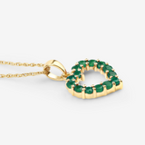 10K Yellow Gold Zambian Emerald Heart Necklace