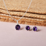 Amethyst necklace with Amethyst stud earrings