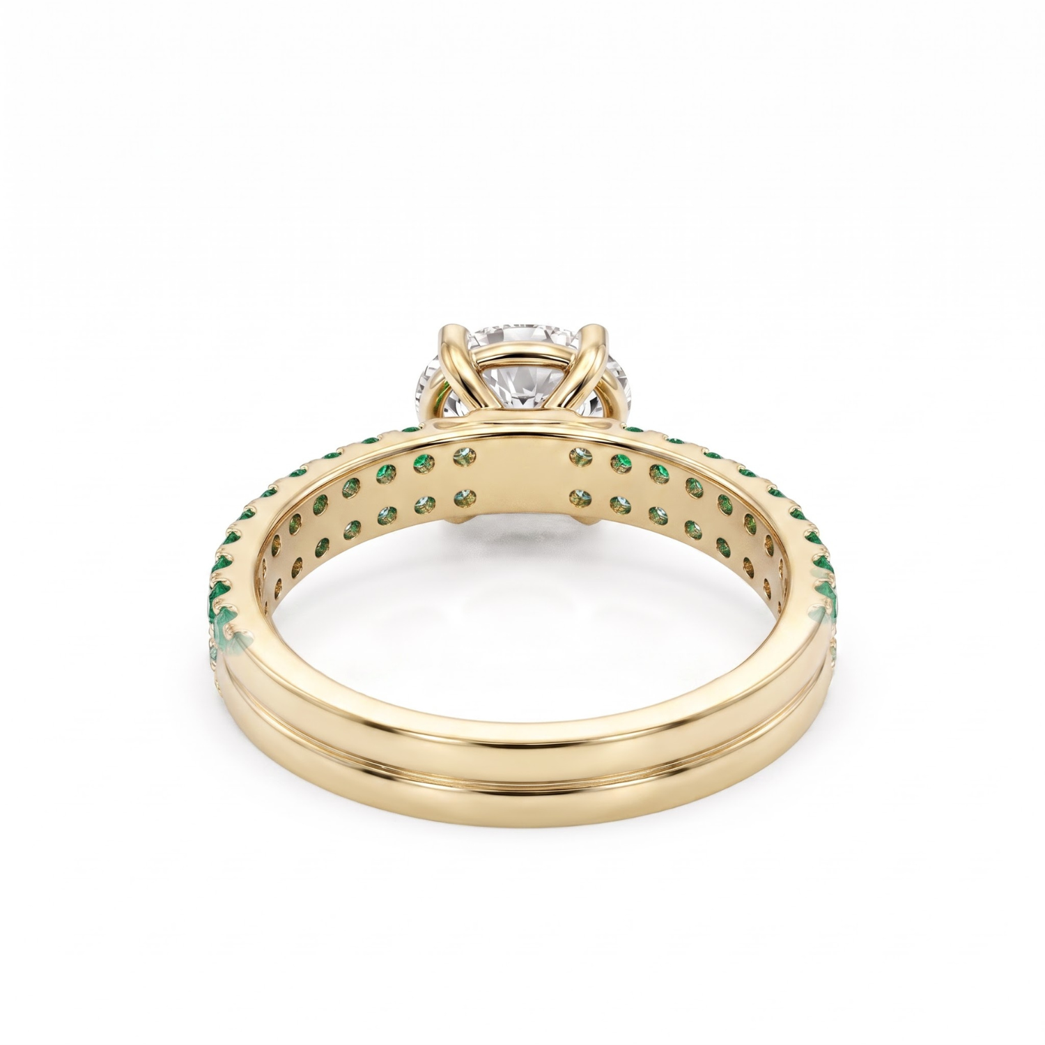1.46 CTTW Oval Lab Grown Diamond Double Row Pave Band 14k Yellow Gold Engagement Ring