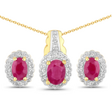 Sterling Silver Natural Ruby Jewelry Set