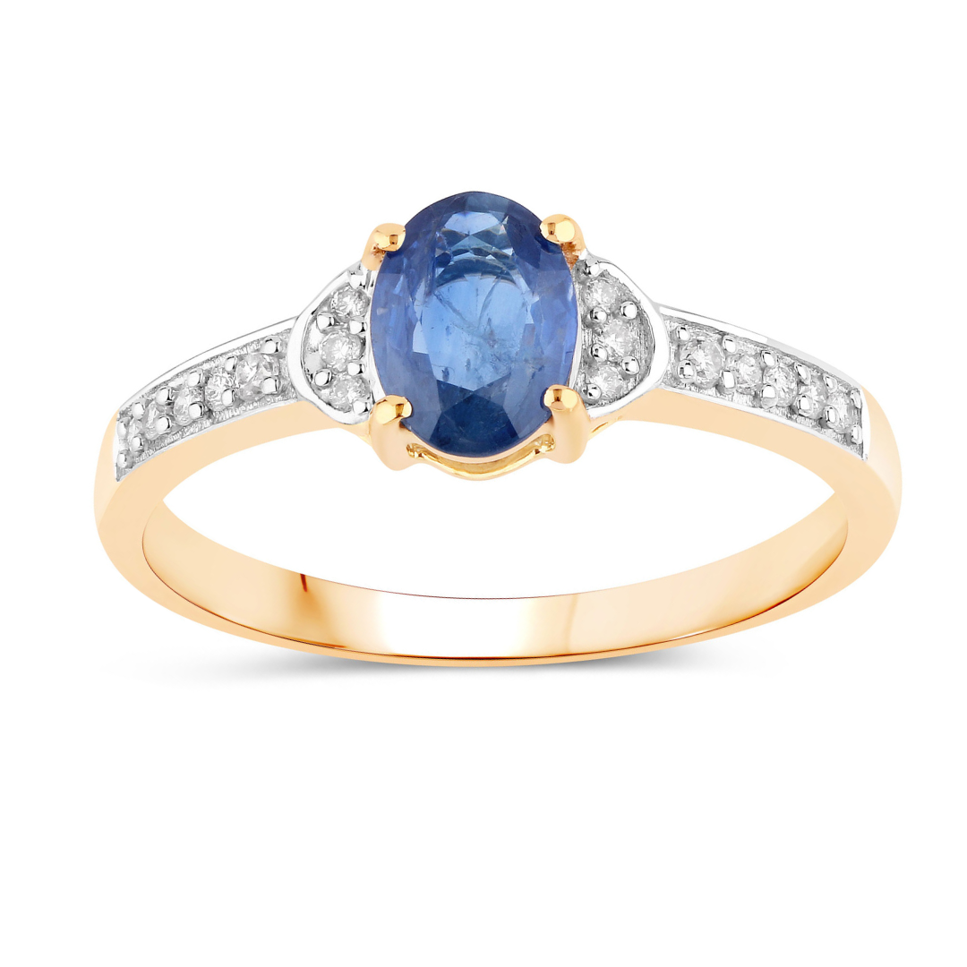 Genuine 10K Blue Sapphire and Diamond Bridge Ring