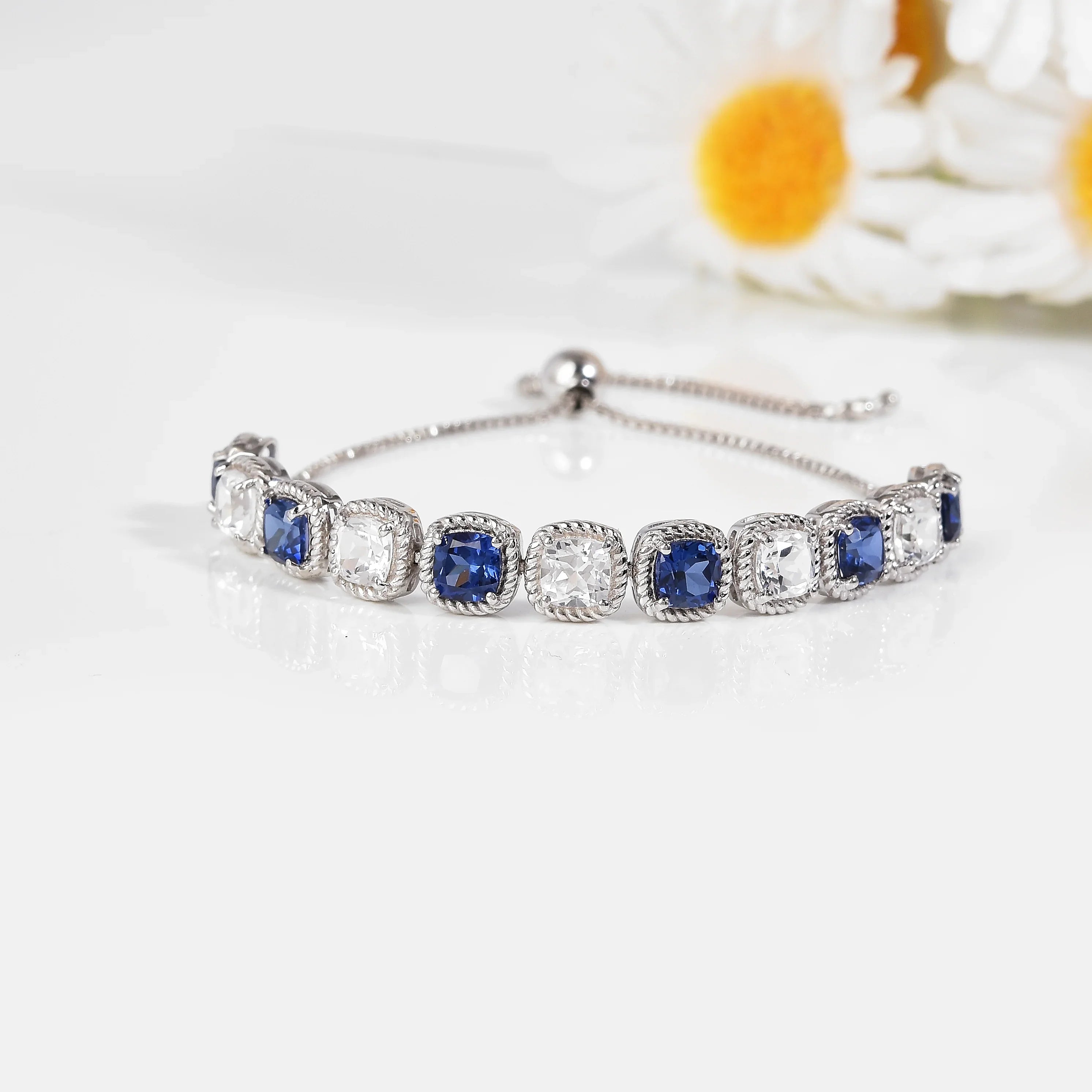 Pulsera de tenis con zafiro melocotón