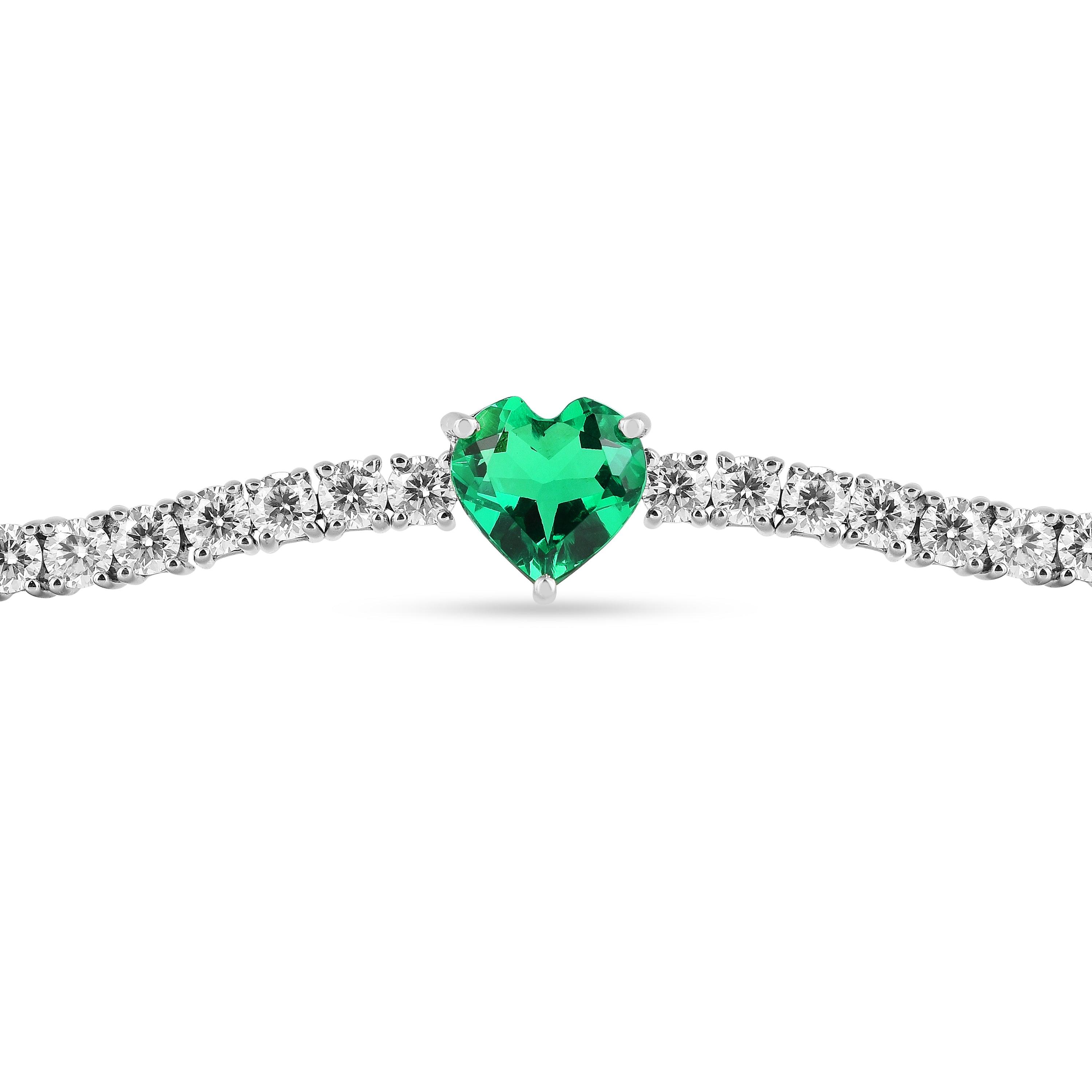Colombian Created Emerald Heart Bracelet