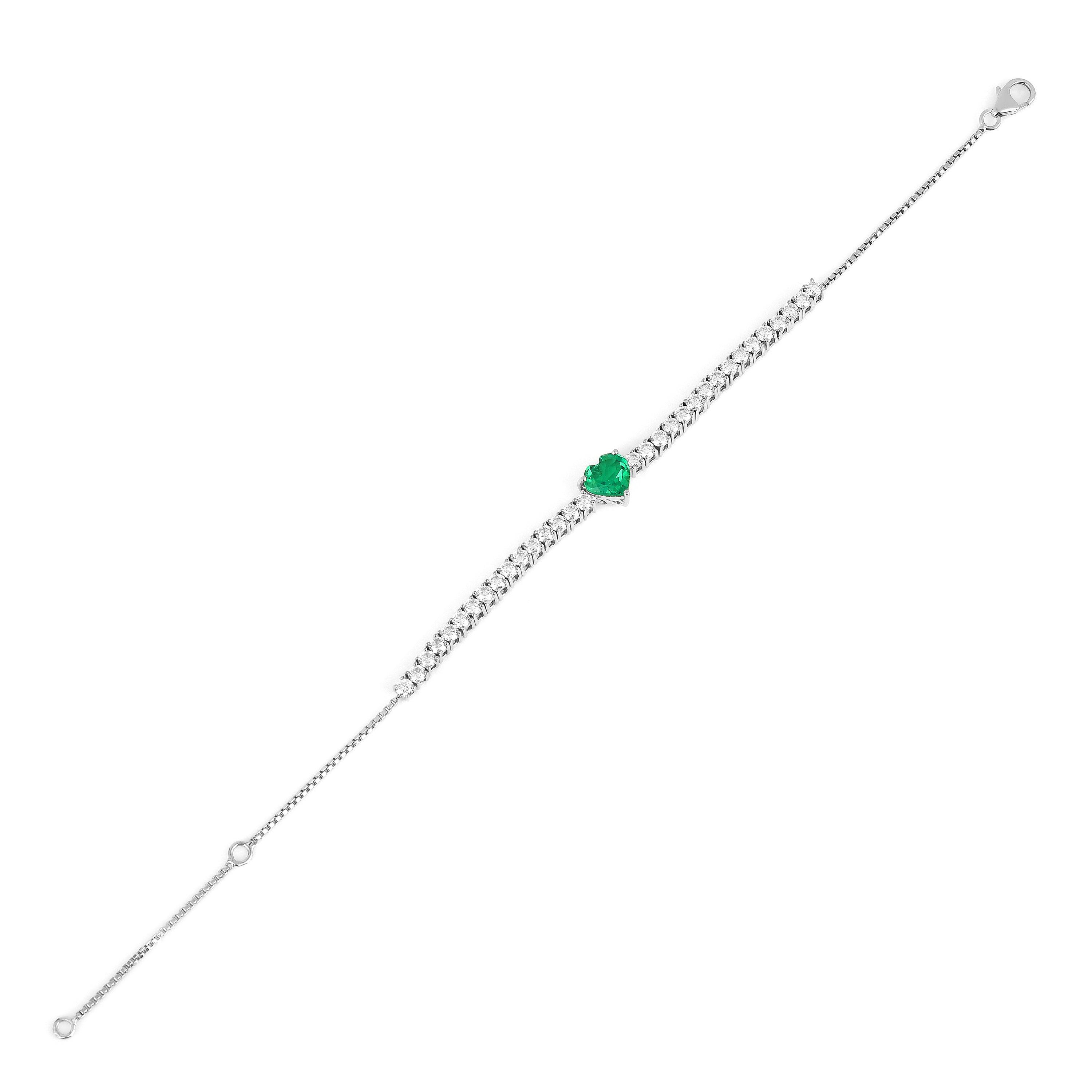Colombian Created Emerald Heart Bracelet