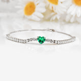 Columbian Created Emerald Heart Bracelet