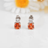 Peach Sapphire Stud Earrings