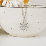 Rhodium Over Silver Star Pave Pendant For Women