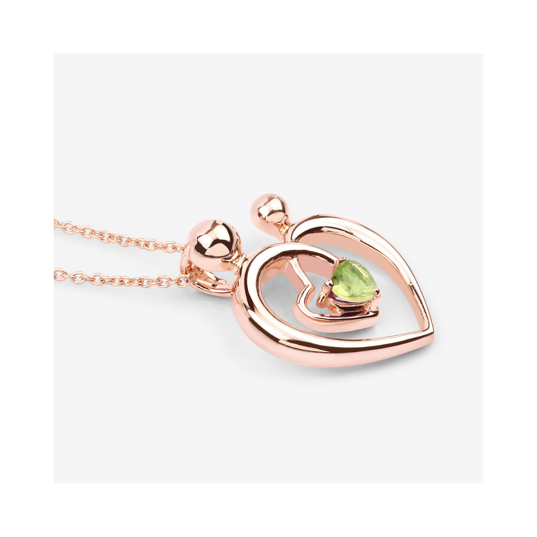 Genuine Peridot Mom Heart Necklace