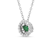 Natural Emerald Dancing Stone Halo Necklace