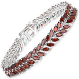 18K White Gold Over Silver Garnet Tennis Bracelet