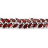 18K White Gold Over Silver Garnet Tennis Bracelet