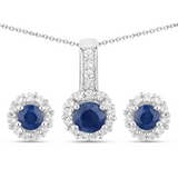 Silver Blue Sapphire Jewelry Set