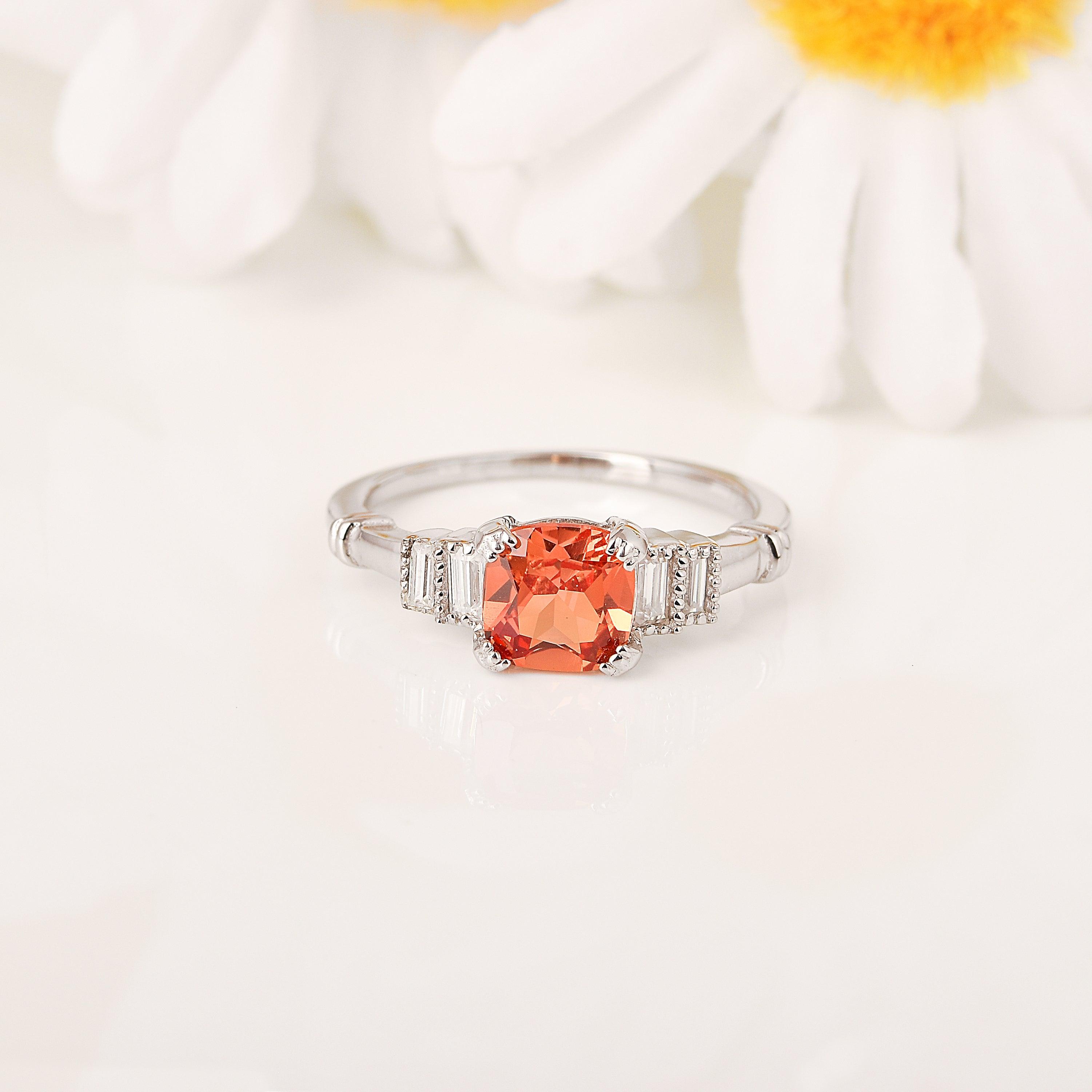 octagon cut solitaire sapphire ring with diamond, elegant wedding ring, engagement ring