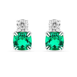 Green Colombian Created Emerald Stud Earrings