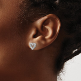 model in heart shape earrings, model in heart shape stud